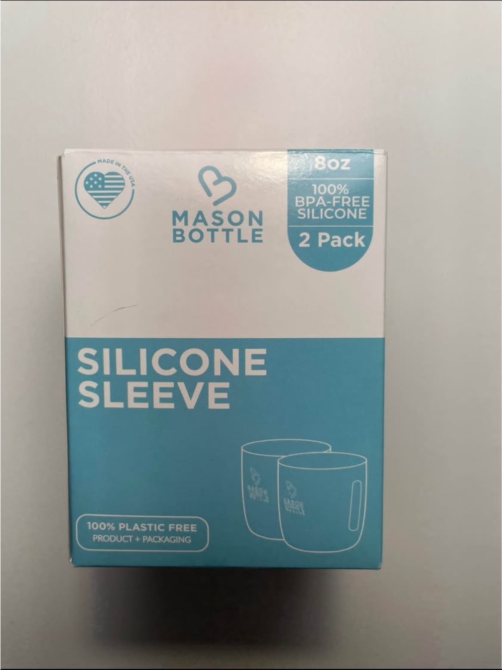 Mason Bottle Silicone Sleeve Set 4oz and 8oz green and white, sustainable baby